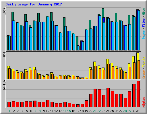 Daily usage for January 2017