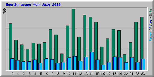 Hourly usage for July 2016